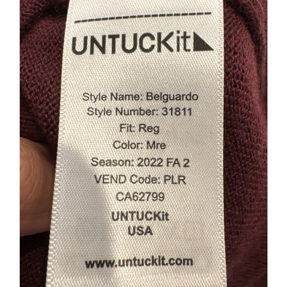 UNTUCKit 1/4 Zip Sweater Men’s Size XXXL Merino Wool Pullover Burgundy Work - Picture 6 of 7